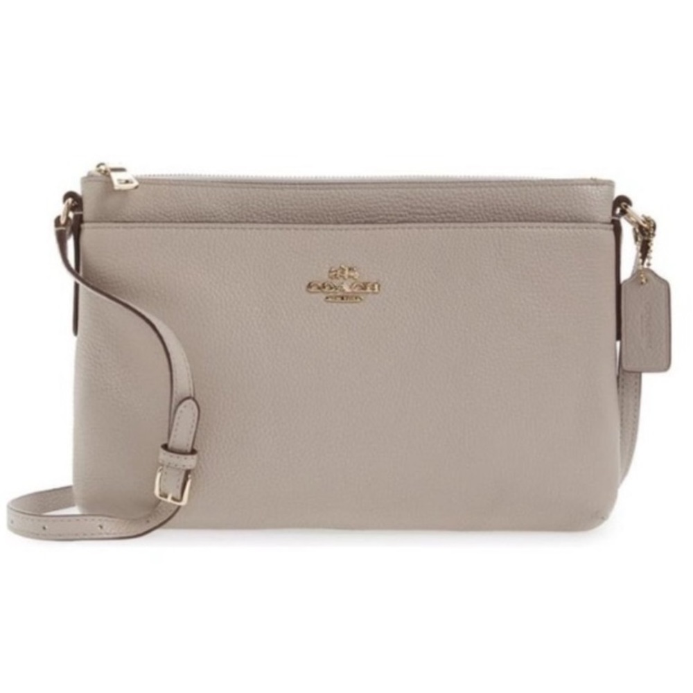 Coach Polished Pebbled Leather Journal Crossbody Bag in Litgrey Birch